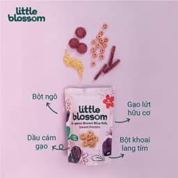 [HSD 10/2027] Bánh gạo lứt ăn dặm hữu cơ Little Blossom Vị Khoai Lang Tím 40g cho bé 9 tháng+ 2