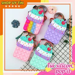 [Mới] Túi xách nữ đeo chéo silicon hình bánh sinh nhật, bong bóng pop-it thời trang dễ thương cho bé 1
