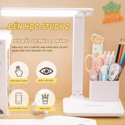 Đèn Học Để Bàn Bảo Vệ Mắt VUA ĐÈN LED - Pin Tích Điện, Cảm Ứng Chỉnh Màu, Chế Độ Sáng 5