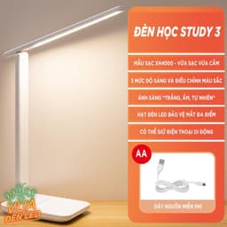 Đèn Học Để Bàn Bảo Vệ Mắt VUA ĐÈN LED - Pin Tích Điện, Cảm Ứng Chỉnh Màu, Chế Độ Sáng 6