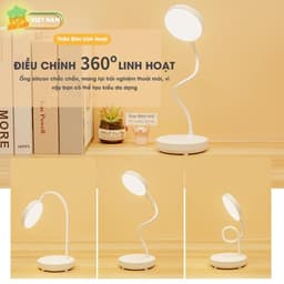Đèn Học Để Bàn Bảo Vệ Mắt VUA ĐÈN LED - Pin Tích Điện, Cảm Ứng Chỉnh Màu, Chế Độ Sáng 7