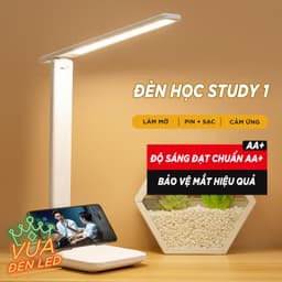 Đèn Học Để Bàn Bảo Vệ Mắt VUA ĐÈN LED - Pin Tích Điện, Cảm Ứng Chỉnh Màu, Chế Độ Sáng 4