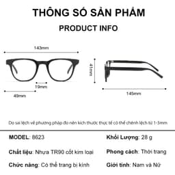 Gọng kính cận thời trang nữ  NARO EYEWEAR dáng vuông thời trang phù hợp mọi khuôn mặt 8623 9