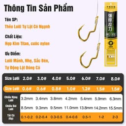 Thẻo Cước Lưỡi Tự Lật Chuyên Câu Rô Diếc Thẻo Câu Đài Buộc Sẵn Lưỡi Câu Cá Chất Lượng 3