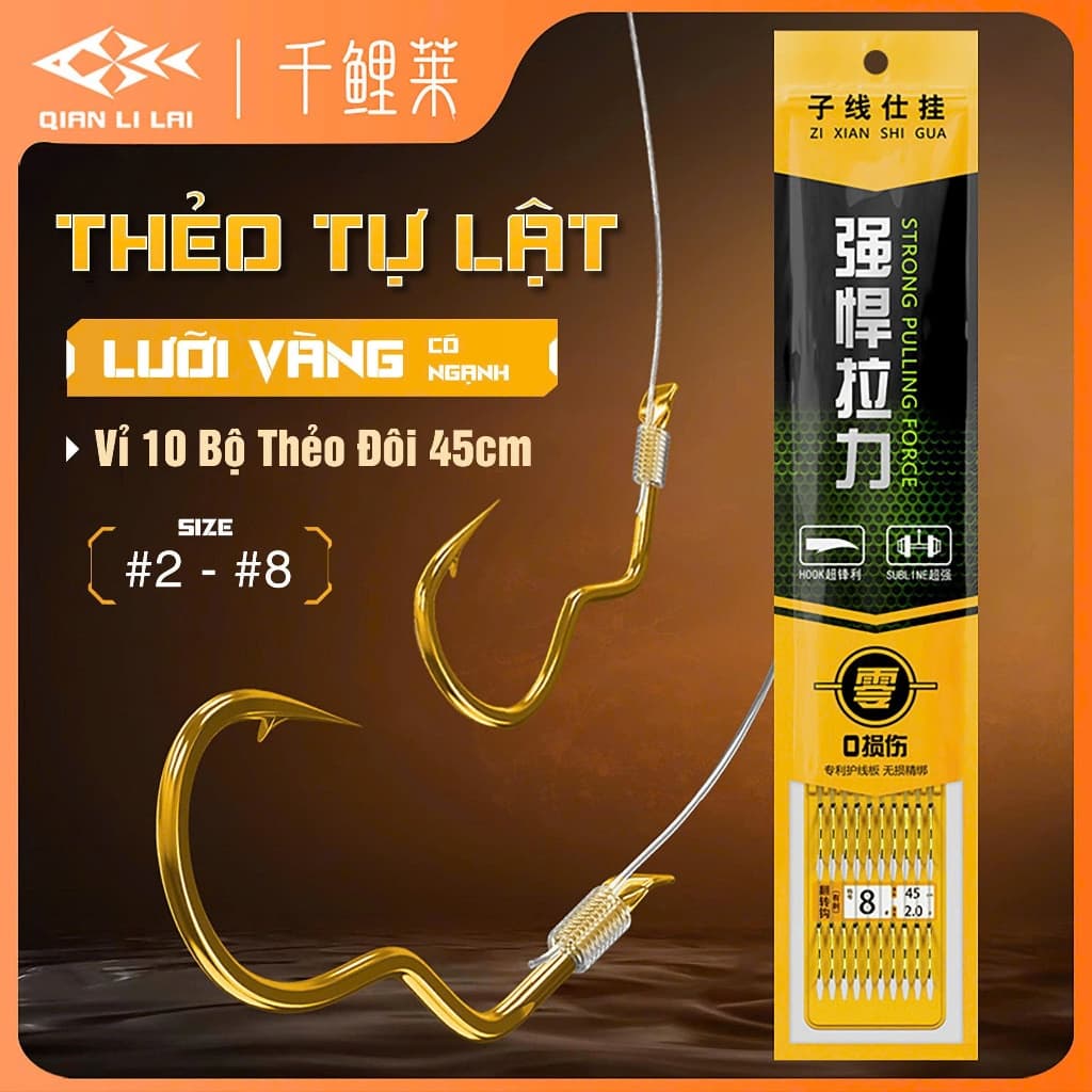 Thẻo Cước Lưỡi Tự Lật Chuyên Câu Rô Diếc Thẻo Câu Đài Buộc Sẵn Lưỡi Câu Cá Chất Lượng