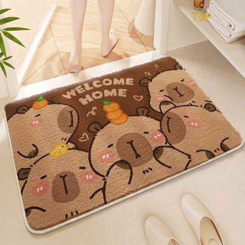 VINBEO Thảm Lau Chân Hình Capybara Kích Thước 40-60cm Chất Liệu Nỉ Lông T&P - Hàng Hot! ANHI002