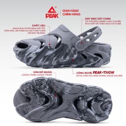 Dép SANDALS Clogs PEAK - Công Nghệ Đế TAICHI Êm Ái, Đàn Hồi, Thoáng Khí, Tiện Lợi ET52391L ET42811L 7
