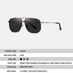 Kính Phi Công Nam LECOS LK39 Gọng Thép Không Gỉ Du Lịch đi Biển 4