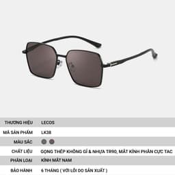 Kính Mắt Vuông Nam LECOS LK38 Gọng Tr90 Siêu Nhẹ đi Làm Gặp Đối Tác 2
