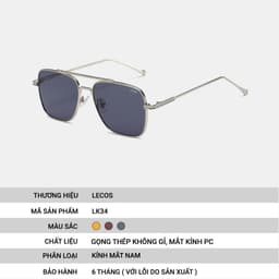 Kính Phi Công Nam LECOS LK34 Gọng Thép Không Gỉ Thời Trang Ngoài Trời 4