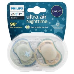 [Hộp 2 Núm] Núm Ti Ngậm Dạ Quang, Núm Ty Ngậm Ultra Air Night Ban Đêm Phlips Avent Cho Bé Từ Sơ Sinh Đến 18 tháng 5