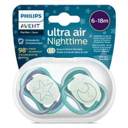[Hộp 2 Núm] Núm Ti Ngậm Dạ Quang, Núm Ty Ngậm Ultra Air Night Ban Đêm Phlips Avent Cho Bé Từ Sơ Sinh Đến 18 tháng 2