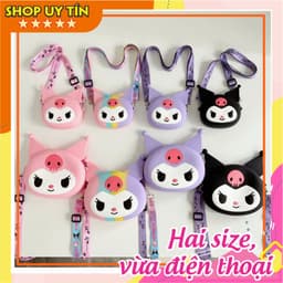 Túi xách silicon hình mặt Kuromi cho bé trai bé gái đeo chéo đựng lì xì thời trang hottrend 1