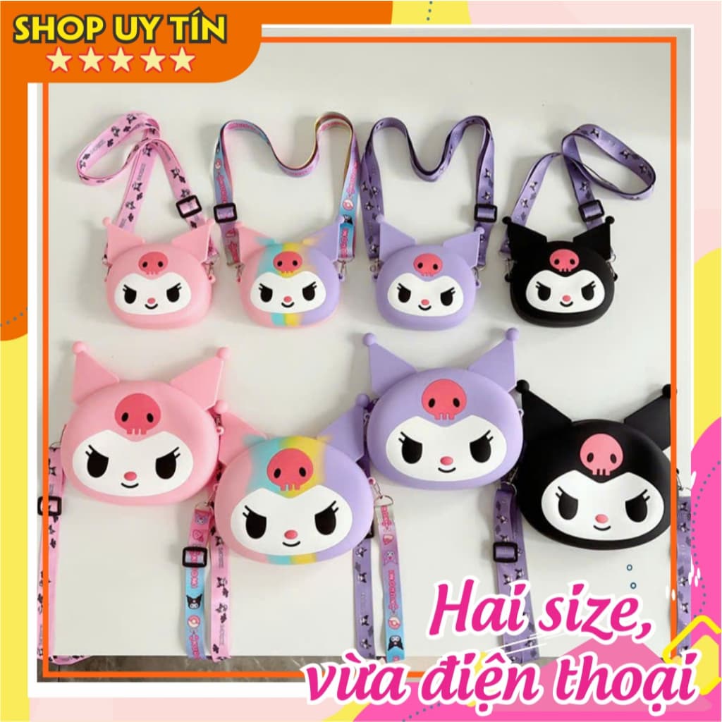 Túi xách silicon hình mặt Kuromi cho bé trai bé gái đeo chéo đựng lì xì thời trang hottrend