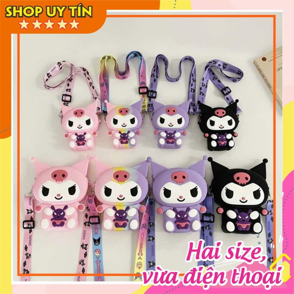 Túi xách silicon hình Kuromi bụng gấu tím bạn gái đeo chéo đựng lì xì thời trang hottrend tết pop it