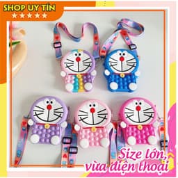 Túi xách đeo chéo silicon pop it hình doraemon thời trang dễ thương, bong bóng giảm căng thẳng 1