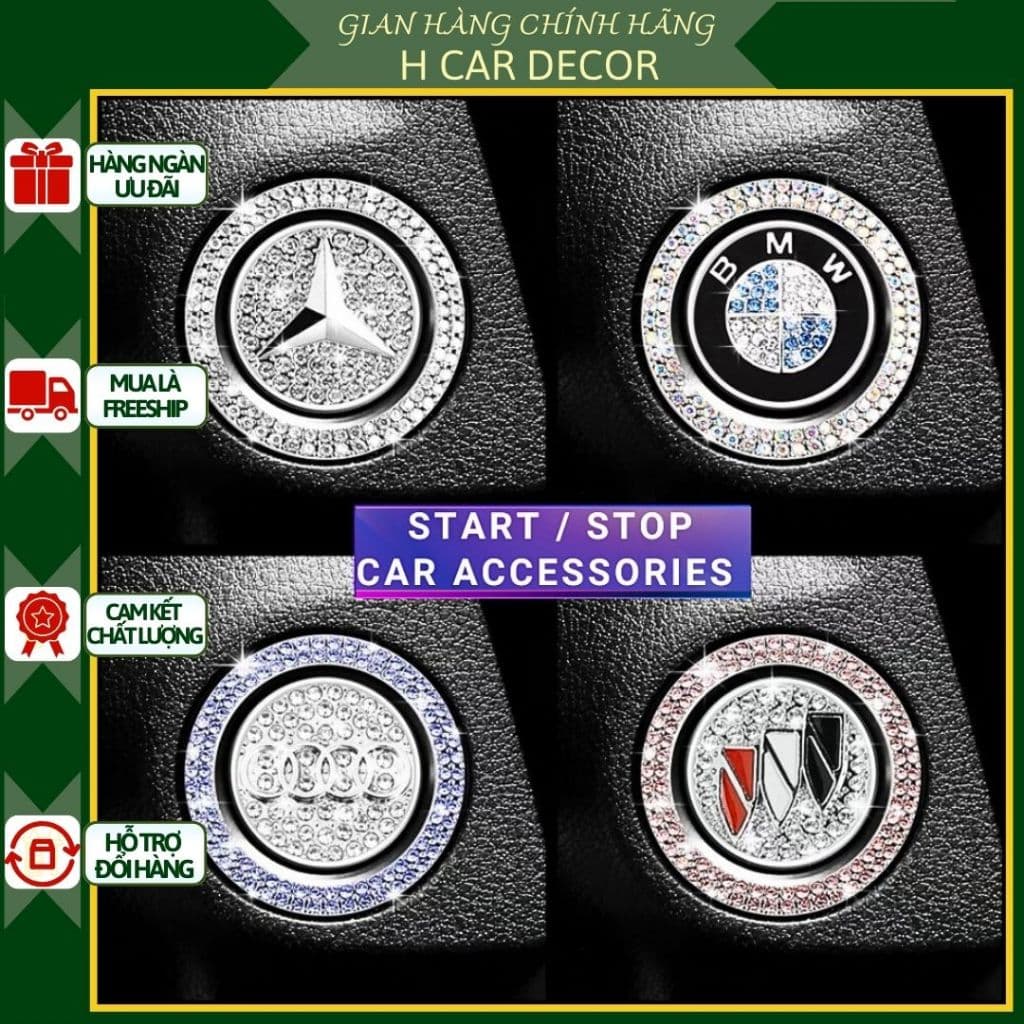 Đính đá Nút Start/Stop cho các hãng xe ô tô - Đính đá Sang trọng ô tô -Trang trí nút khởi động