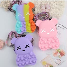 Túi silicon bearbrick, xách đeo chéo pop it hình gấu nhỏ xinh, thời trang - bong bóng pop-it 5