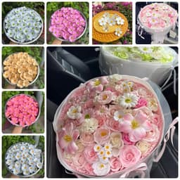 Bông Hoa Cúc Violet Xốp Size 5cm Hoa Cúc Cao Cấp, điểm bó hoa, Phụ Kiện Trang Trí Bánh Kem 1
