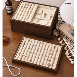 Khay đựng trang sức bằng gỗ óc chó có nhiều ngăn để đựng nhẫn, vòng cổ và hoa tai, thích hợp để cất giữ và trưng bày 4