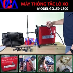 Máy thông tắc GQ150-1800w  lò xo dùng nhà hàng khách sạn + phụ kiện đầy đủ 1