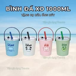 Bình Đá XO 1L | Bình Đá Mini  – Thiết Kế 2 Lớp – Ly Giữ Nhiệt Cao Cấp - Có Kèm Sẵn Ống Hút 1