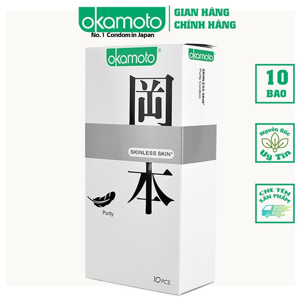 Bao cao su OKAMOTO Purity Skinlessn Nhật bản - Hộp 10 cái