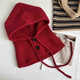 Mũ len liền khăn cực dễ thương cho nữ cúc đóng mở MU32 5