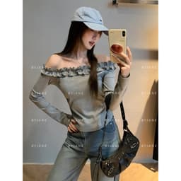 Áo Thun Trễ Vai Dài Tay Phối Bèo Chất Thun Mịn Co Dãn 4 Chiều BYJANE - 724 8