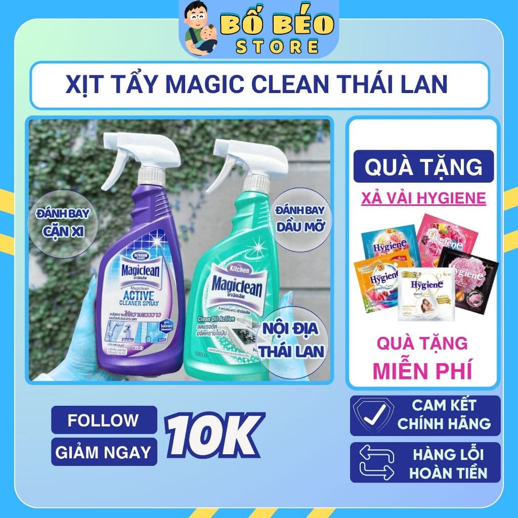 Tẩy đa năng Magiclean Thái Lan rửa nhà vệ sinh, nhà bếp 500ml đánh bay cặn canxi, dầu mỡ dễ dàng