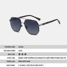 Kính Mắt Vuông Nam LECOS LK20 Gọng Thép Không Gỉ Lái Xe Dạo Phố 5
