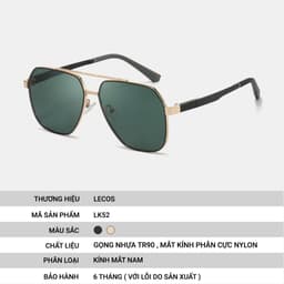 Kính Phi Công Nam LECOS LK52 Gọng Tr90 Siêu Nhẹ Du Lịch đi Biển 4