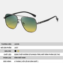 Kính Phi Công Nam LECOS LK57 Gọng Tr90 Siêu Nhẹ Chống Chói đi Nắng 5