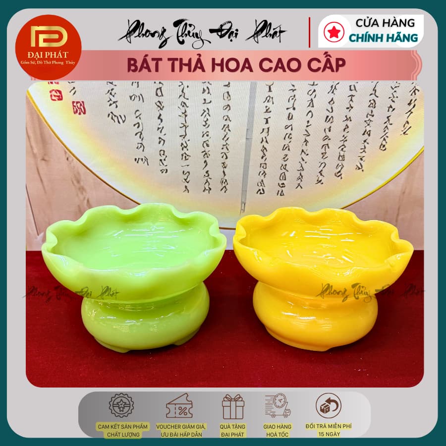Bát thả hoa cao cấp ĐẠI PHÁT, Bát Thả Hoa Minh Đường Tụ Thủy Đá Onix Hàng Cao Cấp