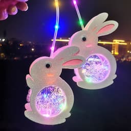 Lồng đèn trung thu hình thỏ hồng phát sáng mẫu mới hottrend tích hợp sẵn p.in 8