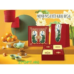 Hộp bánh trung thu đựng 4 bánh (KHÔNG BÁNH) họa tiết chim công sang trọng, tinh tế, đề cao giá trị quà tặng 1