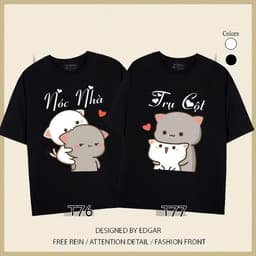 Áo thun Unisex Nam Nữ in hình 2 mèo NÓC NHÀ - TRỤ CỘT, chất cotton 100% - BOONE - BNE00300 4