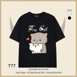 Áo thun Unisex Nam Nữ in hình 2 mèo NÓC NHÀ - TRỤ CỘT, chất cotton 100% - BOONE - BNE00300 3