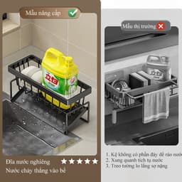 Kệ đựng đồ rửa chén bát, giá để giẻ rửa chén trên bồn có khay hứng nước nghiêng Tiện Lợi 3