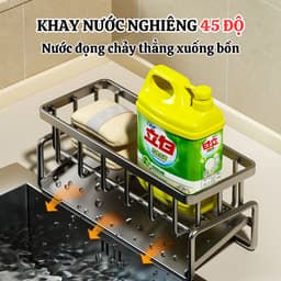 Kệ đựng đồ rửa chén bát, giá để giẻ rửa chén trên bồn có khay hứng nước nghiêng Tiện Lợi 6