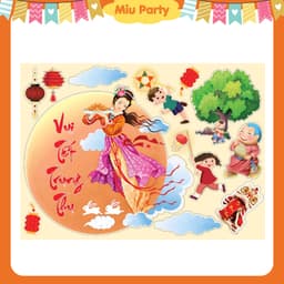 Decal Giấy Trang Trí Decor Trung Thu Dán Cửa Sổ, Bảng, Background  8