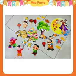 Decal Giấy Trang Trí Decor Trung Thu Dán Cửa Sổ, Bảng, Background  7