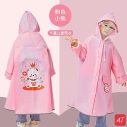 Áo Mưa Trẻ Em Có Khóa Kéo, Ngăn Đựng Cặp, Chất Liệu EVA Chống Thấm, Bền, Nhẹ 5
