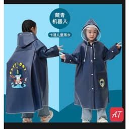 Áo Mưa Trẻ Em Có Khóa Kéo, Ngăn Đựng Cặp, Chất Liệu EVA Chống Thấm, Bền, Nhẹ 2