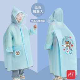 Áo Mưa Trẻ Em Có Khóa Kéo, Ngăn Đựng Cặp, Chất Liệu EVA Chống Thấm, Bền, Nhẹ 3