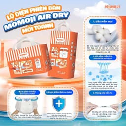 Combo 5 Tã Bỉm Dán/Quần Momoji Air Dry+ Êm Mềm Mịn, Siêu Mỏng, Siêu Khô Thoáng, An Toàn Cho Bé NB/S/M/L/XL/XXL/XXXL 8