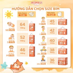Combo 5 Tã Bỉm Dán/Quần Momoji Air Dry+ Êm Mềm Mịn, Siêu Mỏng, Siêu Khô Thoáng, An Toàn Cho Bé NB/S/M/L/XL/XXL/XXXL 9