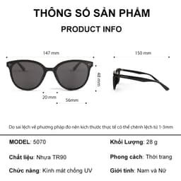 Kính râm mát thời trang nam nữ NARO EYEWEAR chống UV400 dáng vuông tròn chống chói, chống UV - 5070 9
