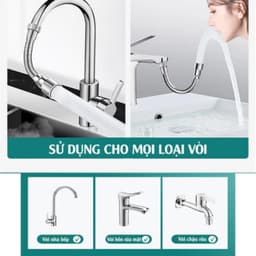 Dây nối vòi nước vạn năng, xoay 720 độ chất liệu inox 304 chống gỉ, chịu nhiệt sử dụng đa năng cho nhiều loại vòi 5