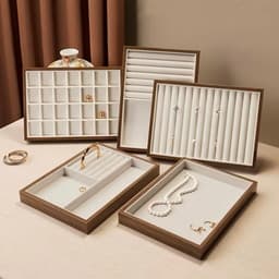 Khay đựng và trưng bày trang sức, phụ kiện, kích thước: 25x18x2,5cm chất liệu gỗ ép gỗ óc chó 1